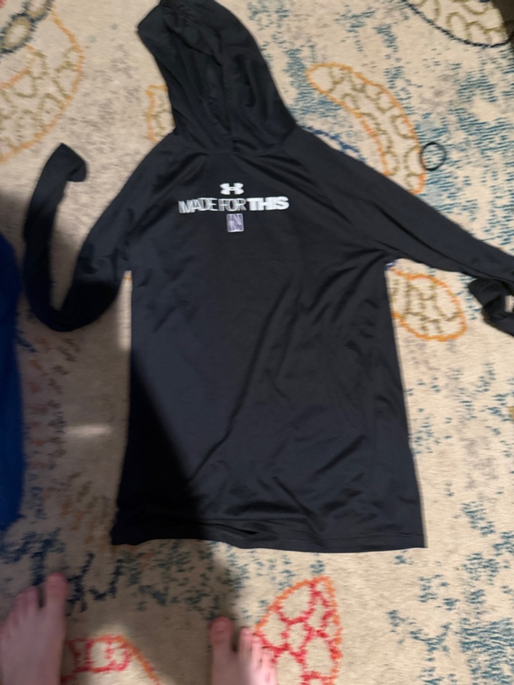 Under Armour Black Hooded Long Sleeve Tee with White Logo